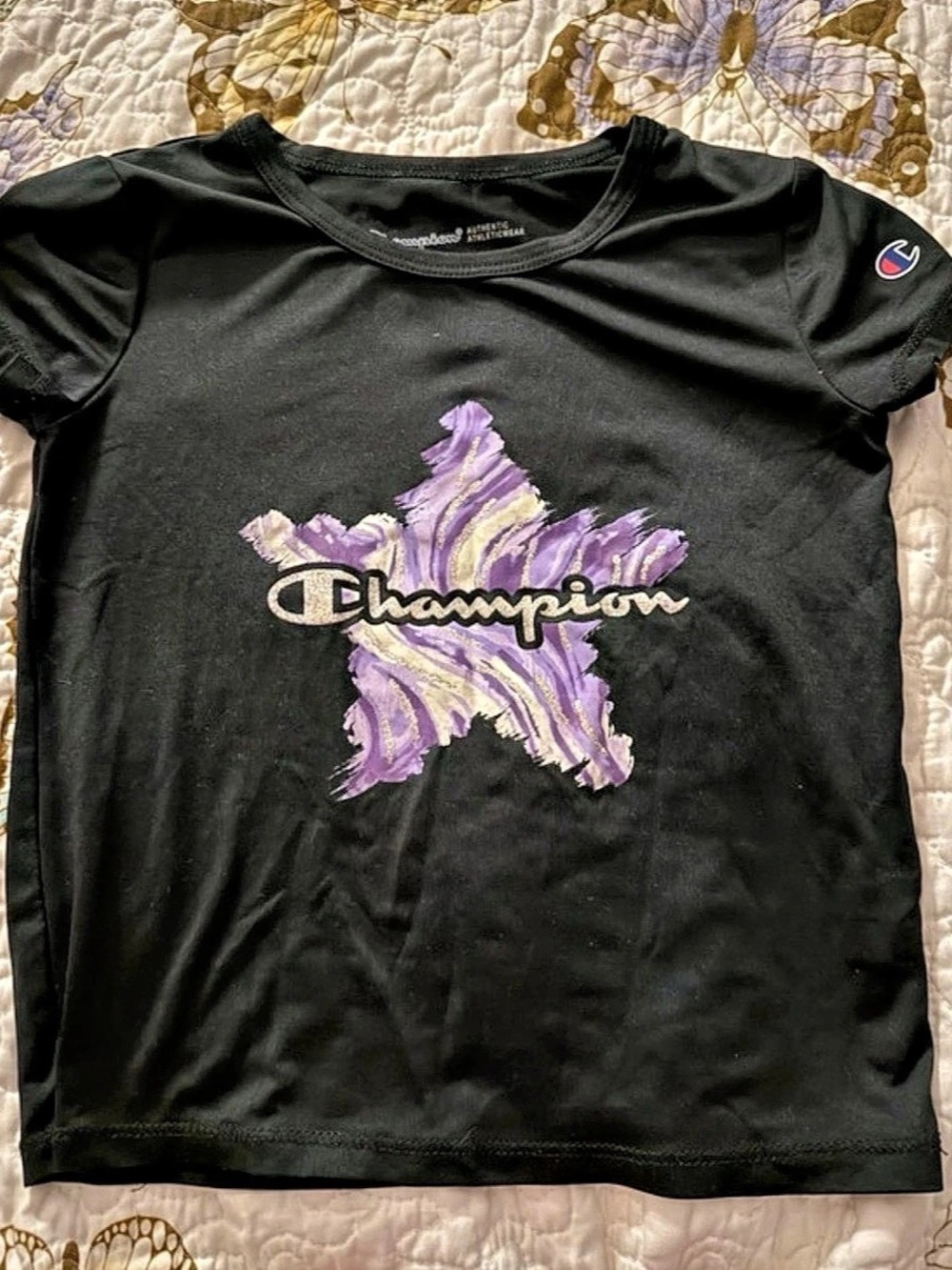 Champion Girls Size 4T Black Purple Graphic Tee